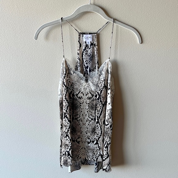 CAMI NYC Racer Snake-Print Charmeuse Cami with Lace (XS) - Picture 2 of 14